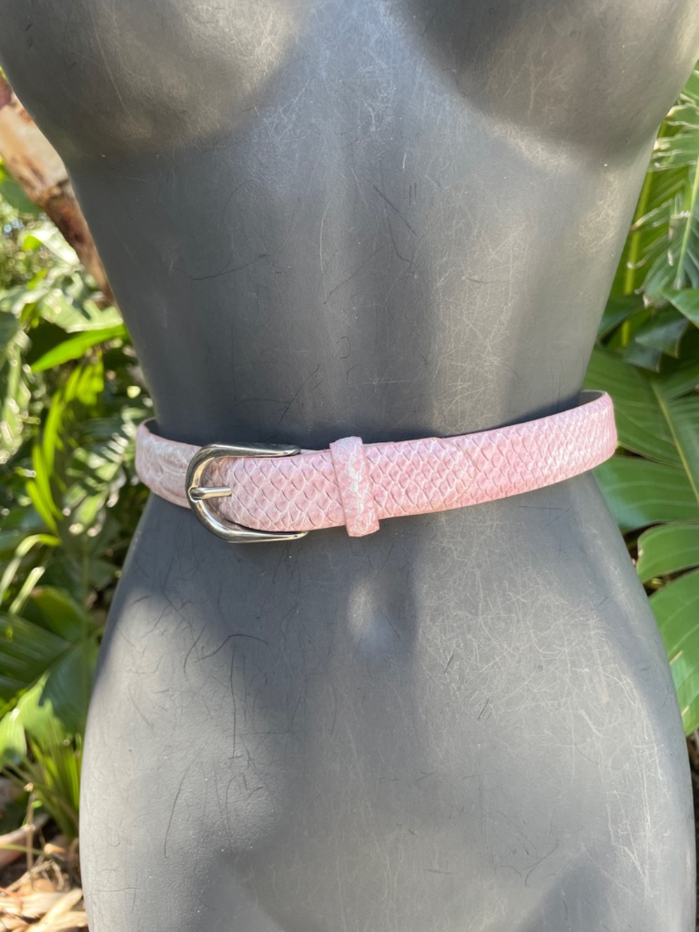 pink snake skin, genuine, leather belt